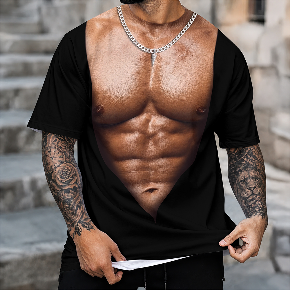 Personalized Funny Hairy Chest Illusion 3D Shirt - Novelty Gift for Men CH07 180124
