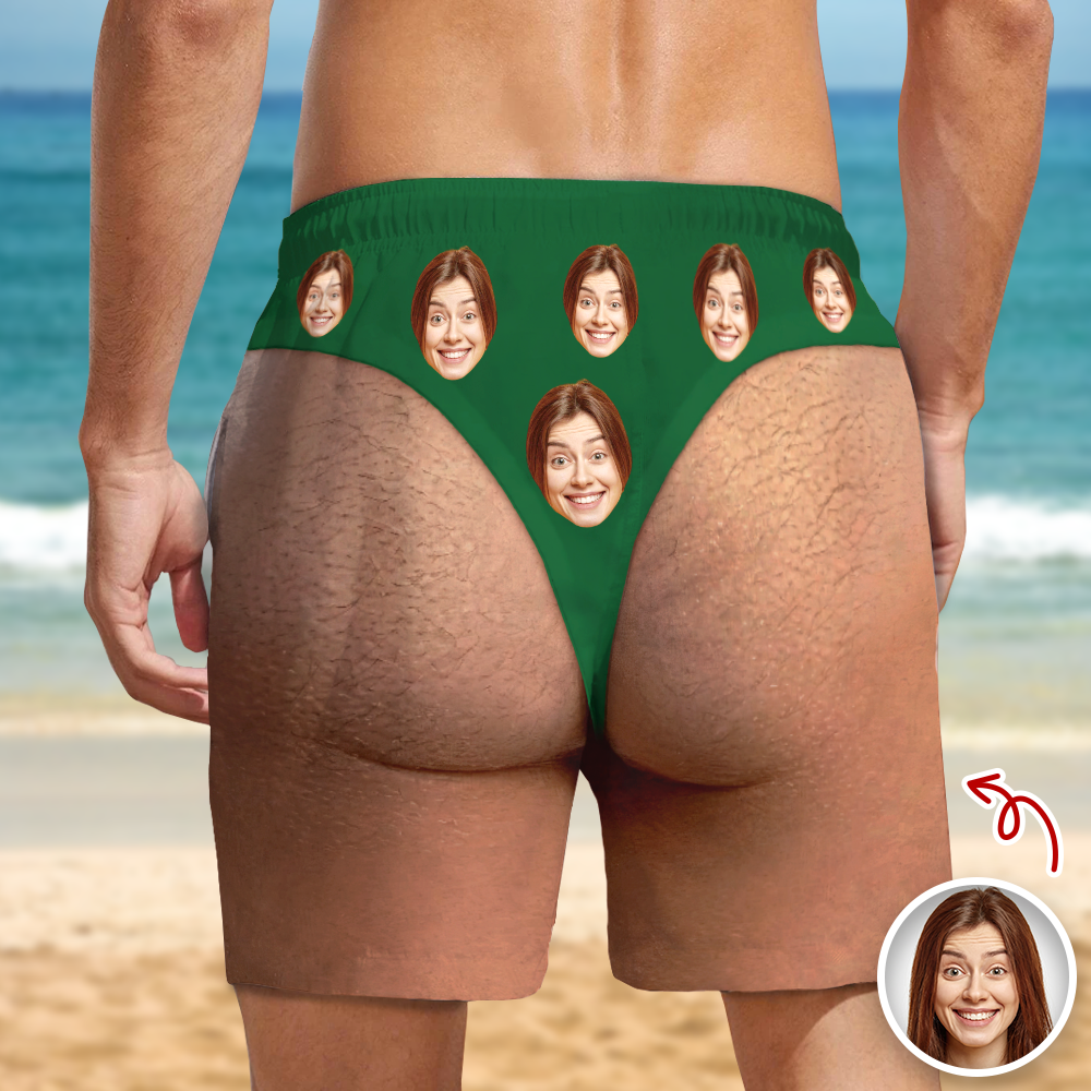 Custom Funny Face Zipper Beach Shorts – Personalized Gift for Boyfriend, Husband LM32 669457