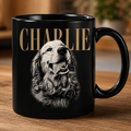 Custom Pet Face Vintage Style Black Mug Gift For Dog Dad Dog Mom CH07 180080