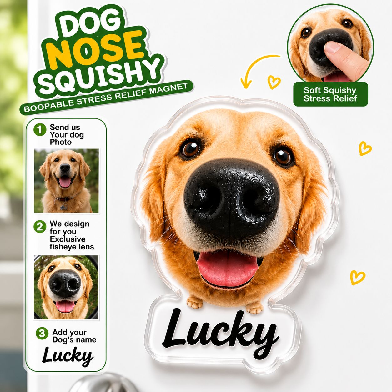 Custom Dog Nose Squishy Fridge Magnet Sticker – Personalized Pet Nose Squeeze Toy with Custom Face & Name CH07 911832