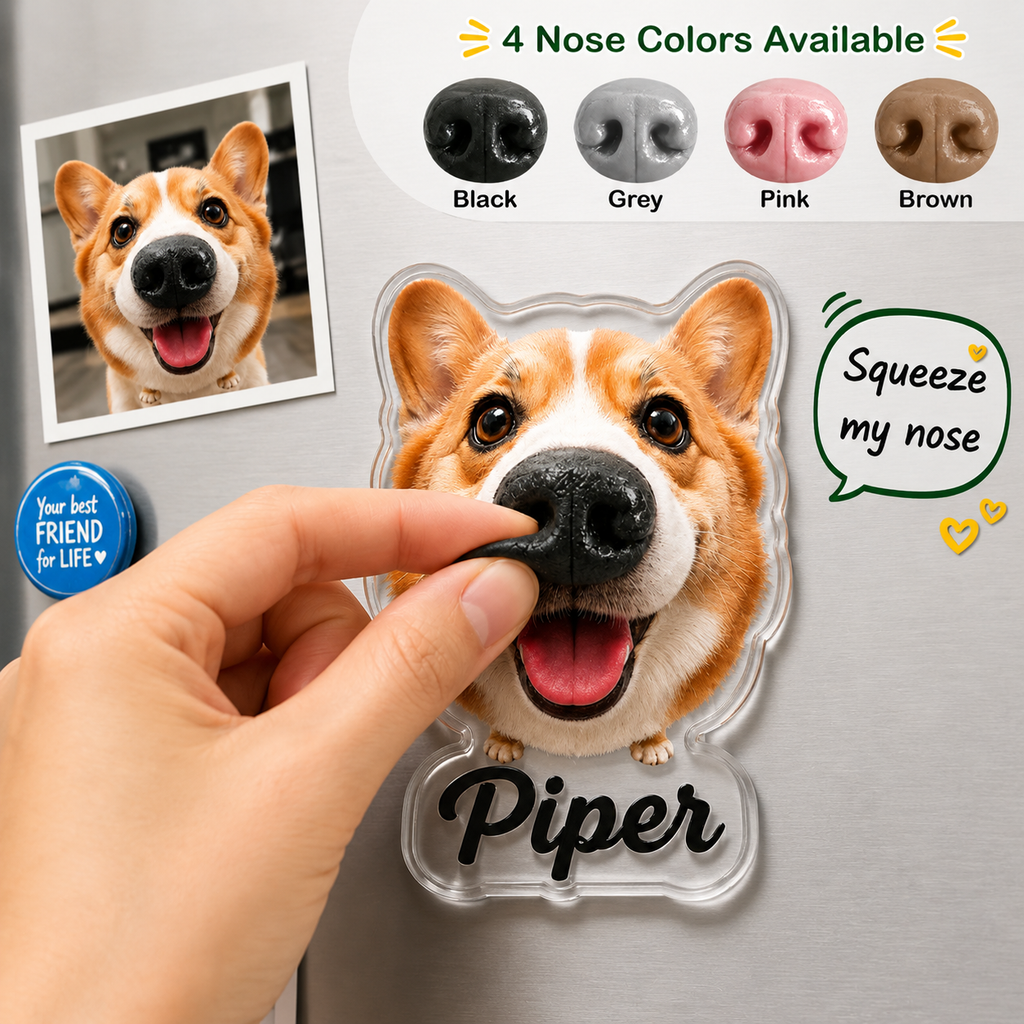 Custom Dog Nose Squishy Fridge Magnet Sticker – Personalized Pet Nose Squeeze Toy with Custom Face & Name CH07 911832