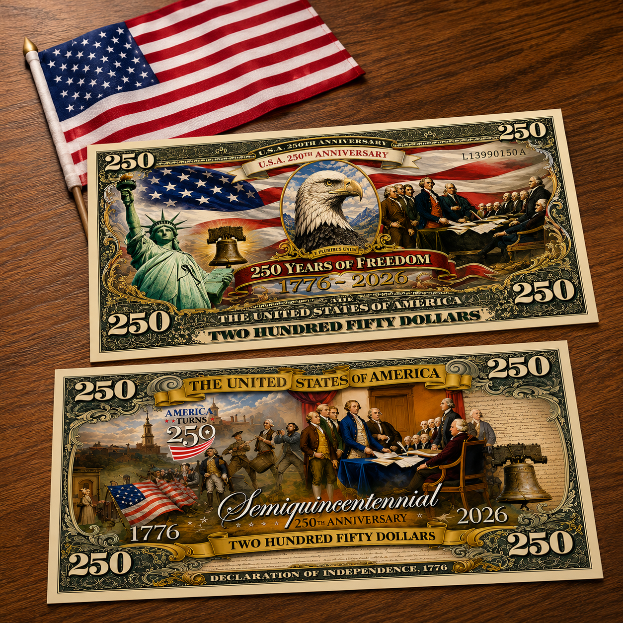 Pack of 20 – USA 250th Anniversary Commemorative Bills American Freedom Money Funny 4th of July Gift CH07 911826