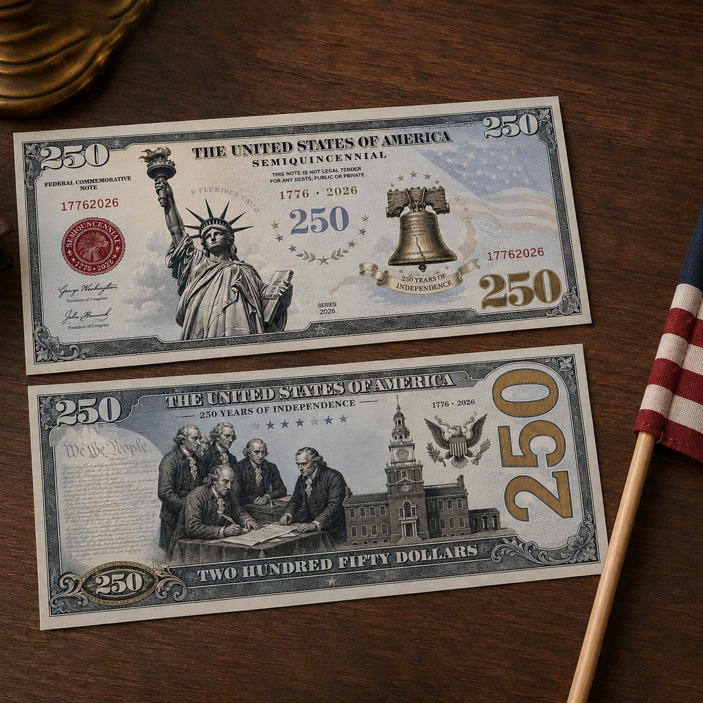 Pack of 20 – USA 250th Anniversary Semiquincentennial Commemorative Bills American Freedom Money Funny 4th of July Gift CH07 911828