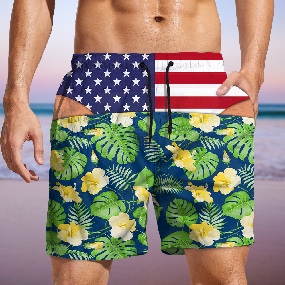 Custom Funny Patriotic Men Beach Short Gifts For Husband, Son, Friends HA75 921930