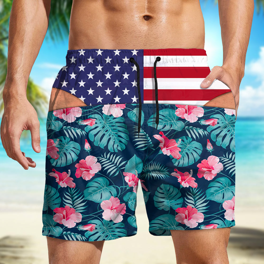 Custom Funny Patriotic Men Beach Short Gifts For Husband, Son, Friends HA75 921930