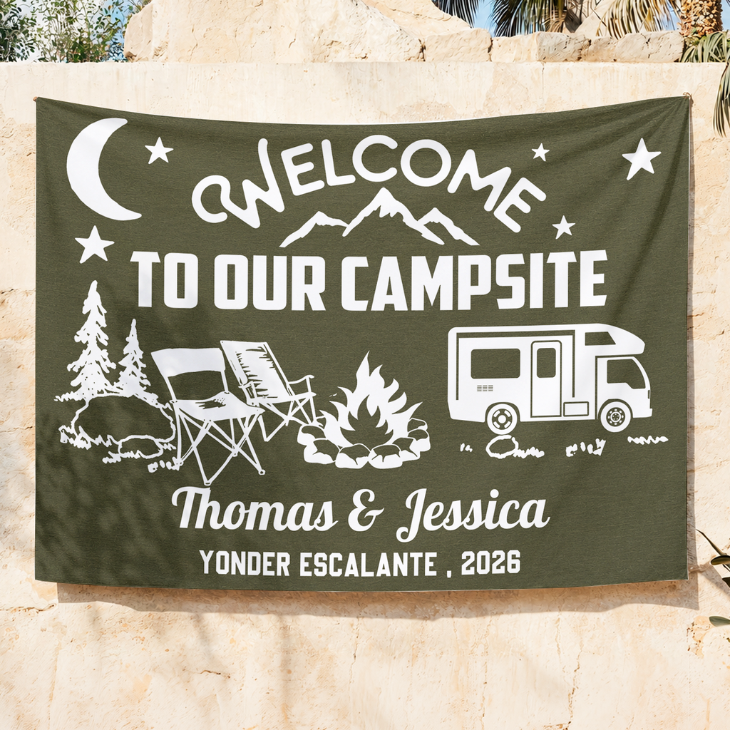 Personalized Welcome To Our Campsite Camping Tapestry, Gift For Camping Lovers HO82 903076