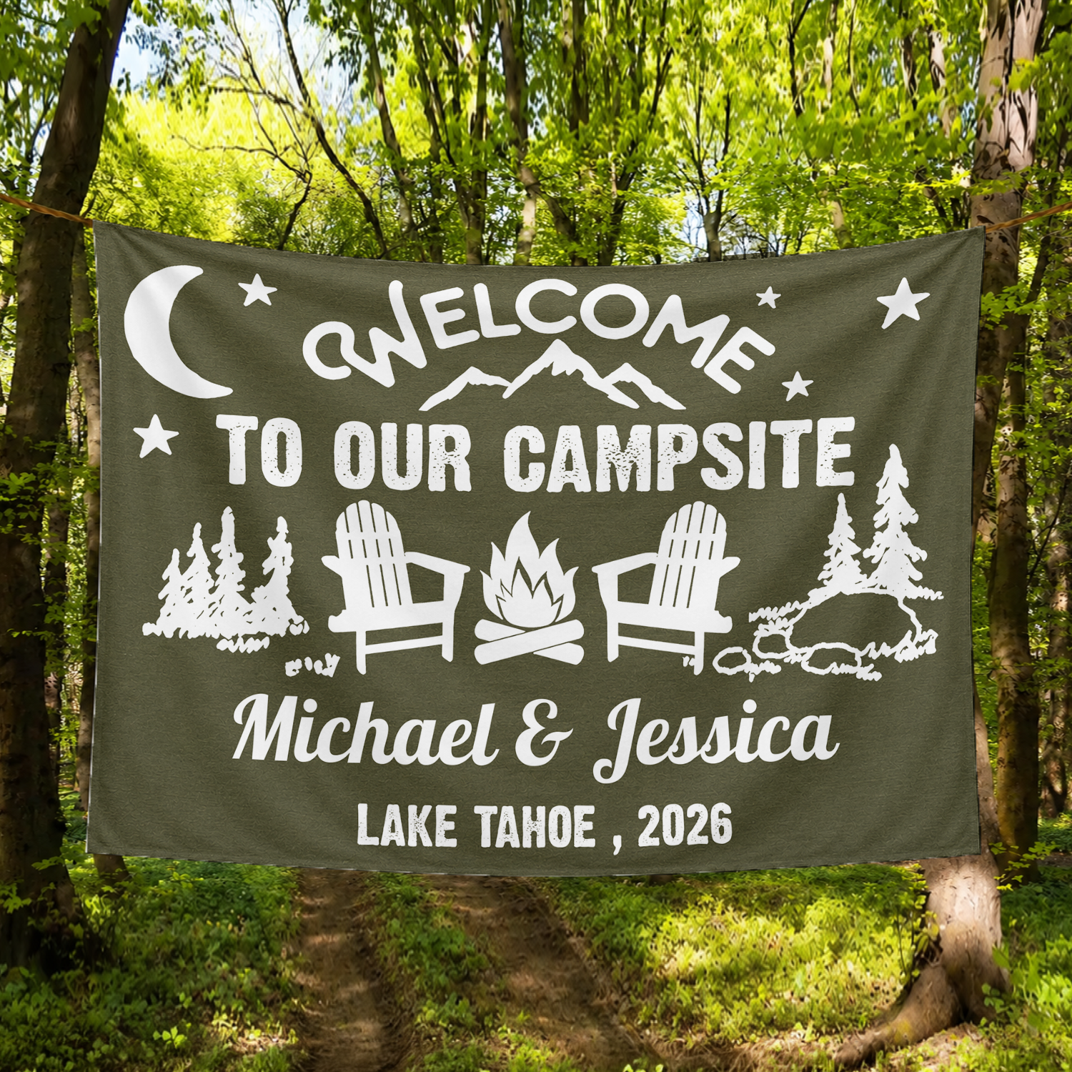 Personalized Welcome To Our Campsite Camping Tapestry, Gift For Camping Lovers HO82 903072
