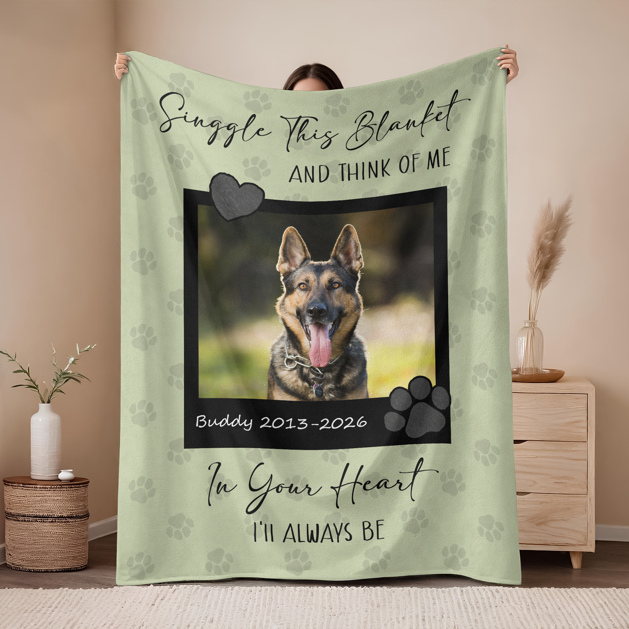 Personalized Dog Memorial Photo Blanket Gift, Pet Loss Keepsake Remembrance Gift For Dog Mom Dad Bereavement Gift HO82 903068