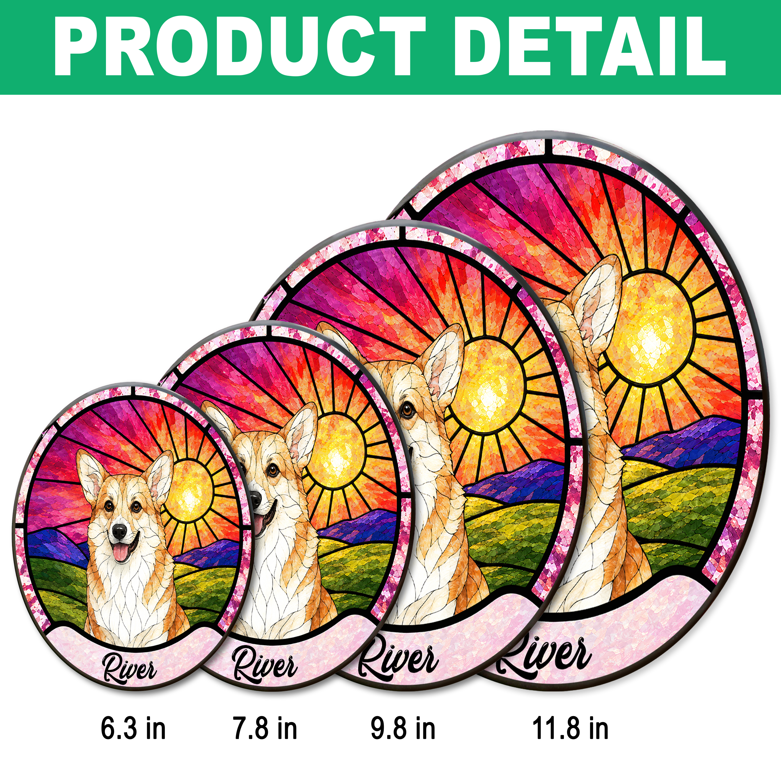 Custom Pet Portrait Stained Glass Suncatcher Window Hanging - Personalized Pet Lover Gift HO82 902962