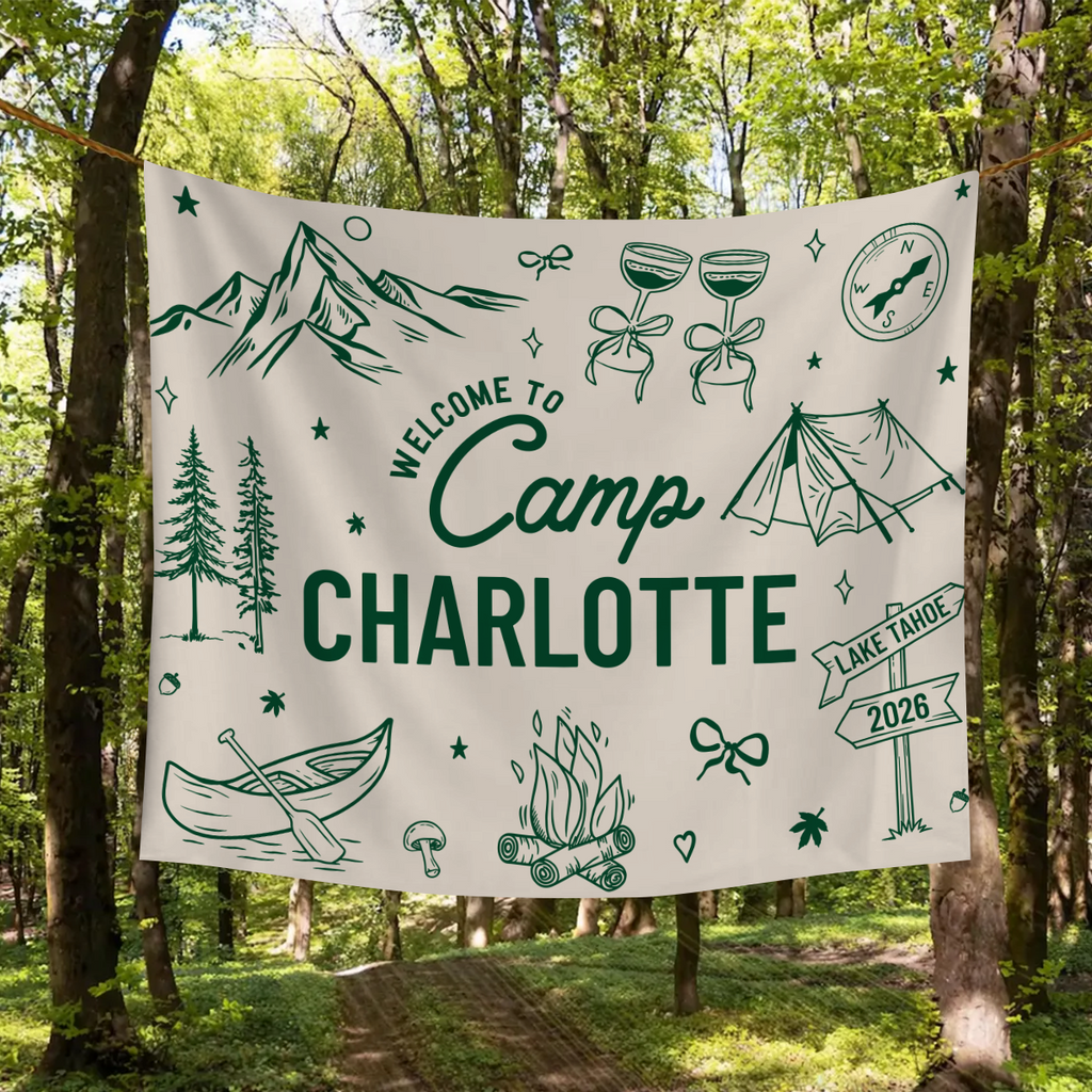 Custom Name Welcome To Camp Tapestry Banner - Personalized Gift For Camping Lovers HO82 902960