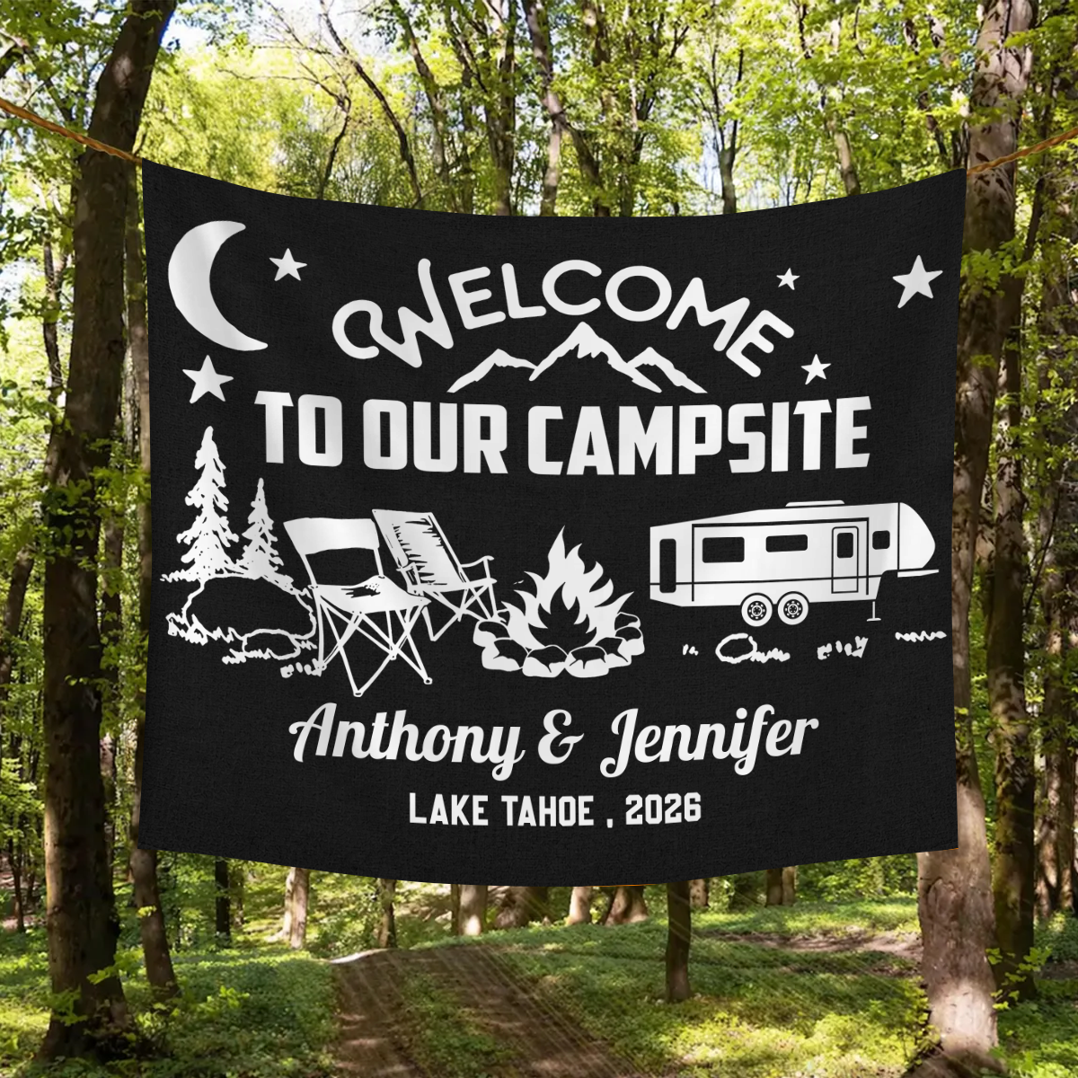 Personalized Welcome To Our Campsite Camping Tapestry, Gift For Camping Lovers HO82 903076