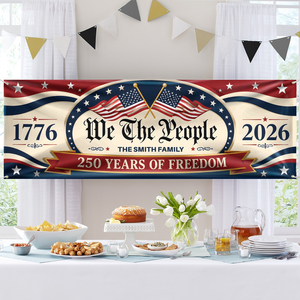 Custom Family Name 250 Years Of Freedom We The People America 1776–2026 Patriotic Banner HO82 902868