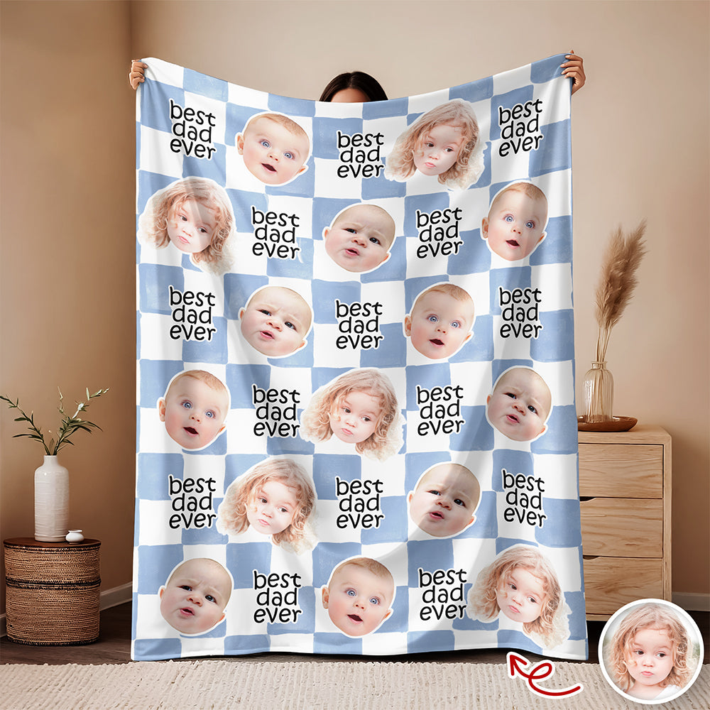 Custom Baby Face Best Dad, Mom Ever Personalized Gift for Parents Blanket HA75 921480
