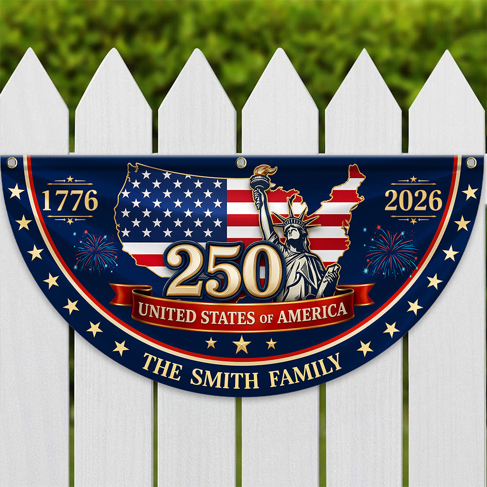 Custom Family Name 250 United States Of America 1776-2026 Non-Pleated Fan Flag CH07 911902
