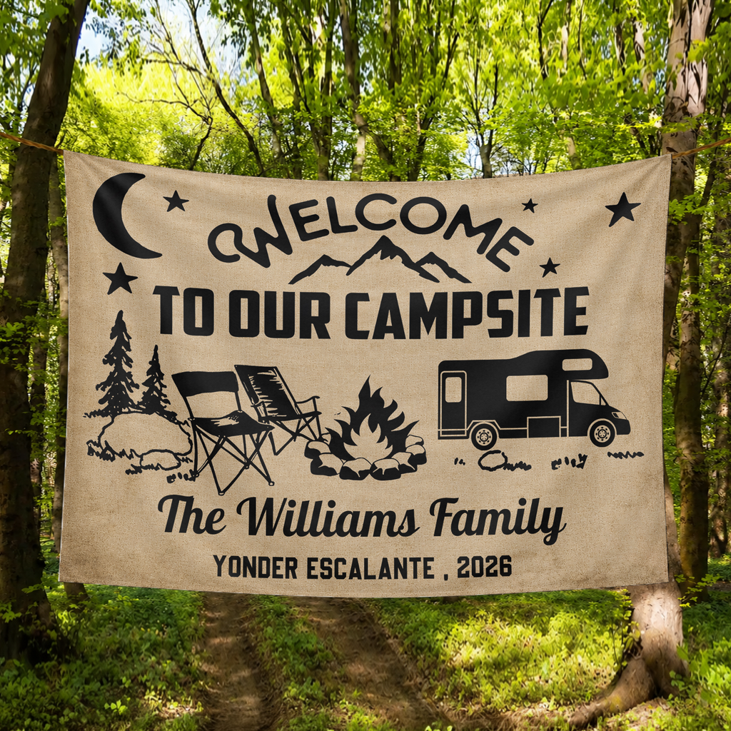 Personalized Welcome To Our Campsite Camping Tapestry, Gift For Camping Lovers HO82 903076