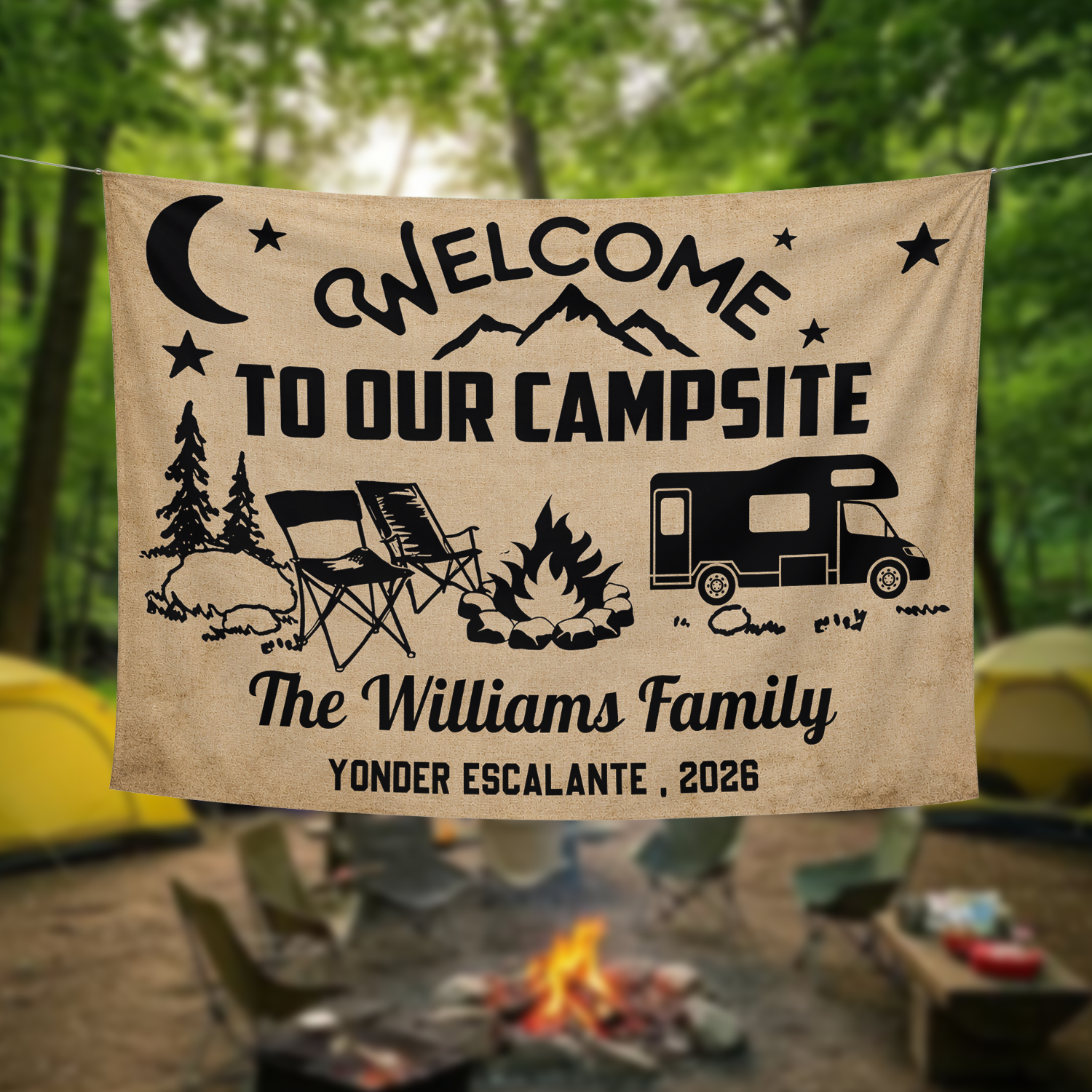 Personalized Welcome To Our Campsite Camping Tapestry, Gift For Camping Lovers HO82 903076