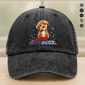 Custom Photo Dog Bless America Washed Denim Baseball Cap HO82 902846