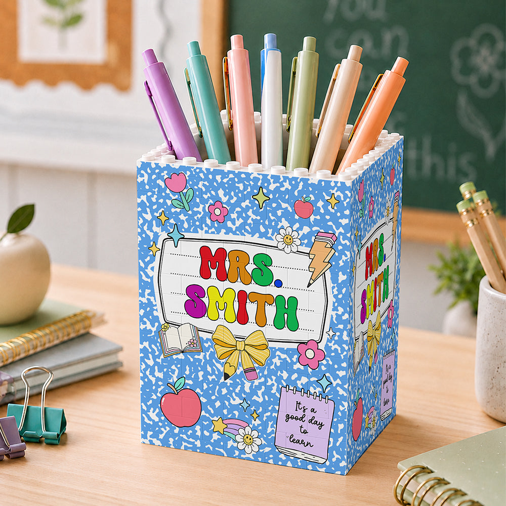 Personalized Teacher Name Brick Pencil Pot Classroom Back to School Gift TH10 170283
