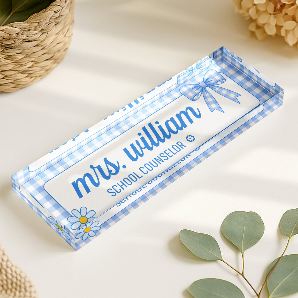 Personalized Preppy Bow Acrylic Desk Name Plate Back to School Teacher Gift CH07 180048