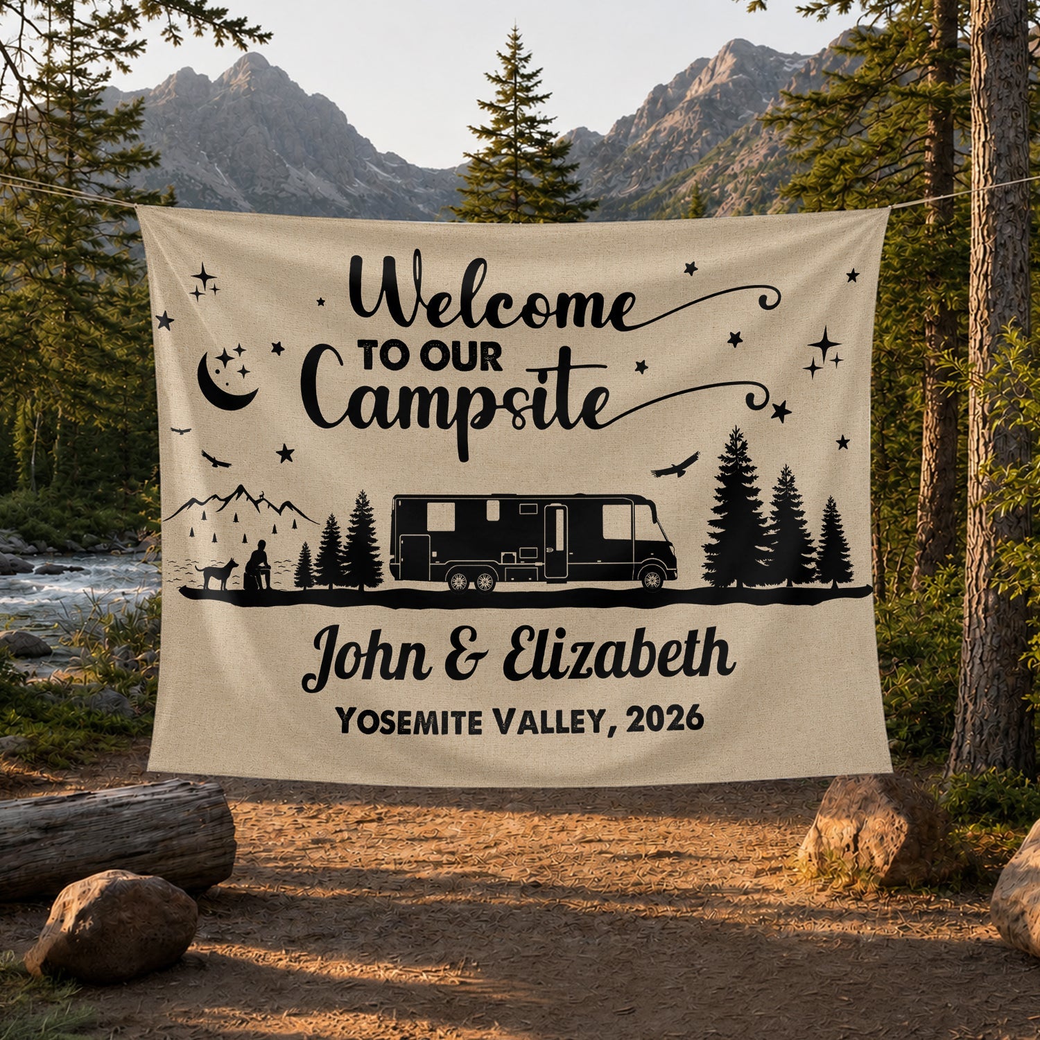 Personalized Welcome To Our Campsite Camping Tapestry HO82 903070