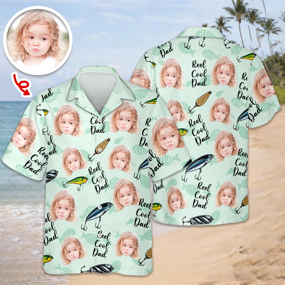 Custom Photo Fishing Dad Aloha Hawaii Shirt, Personalized Reel Cool Papa Vacation Shirt LM32 669247