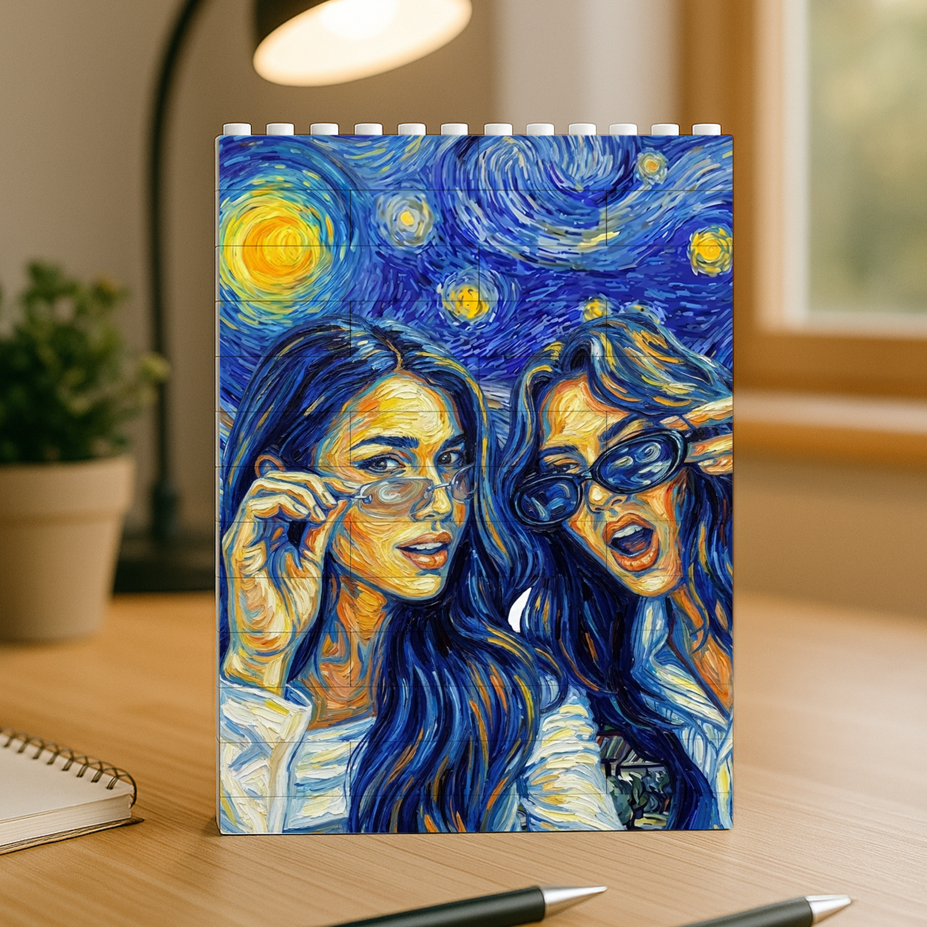 Custom Friend Portrait Van Gogh Art Style Building Brick Block For Bestie TH10 170403