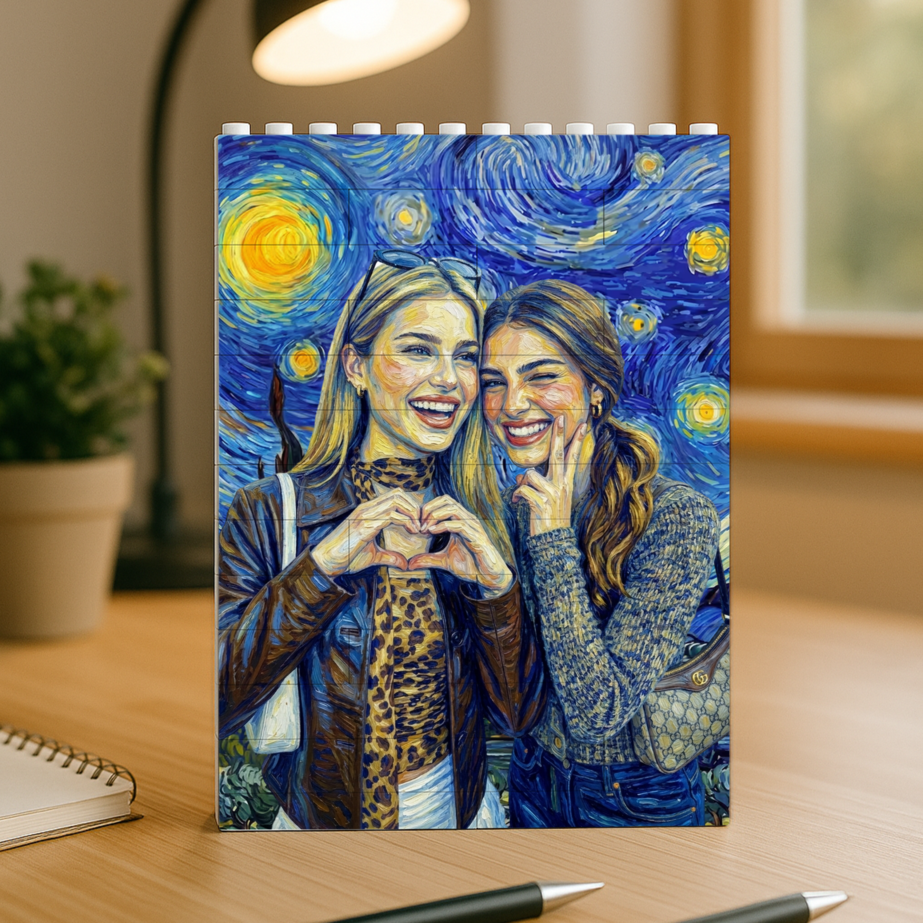 Custom Friend Portrait Van Gogh Art Style Building Brick Block For Bestie TH10 170403