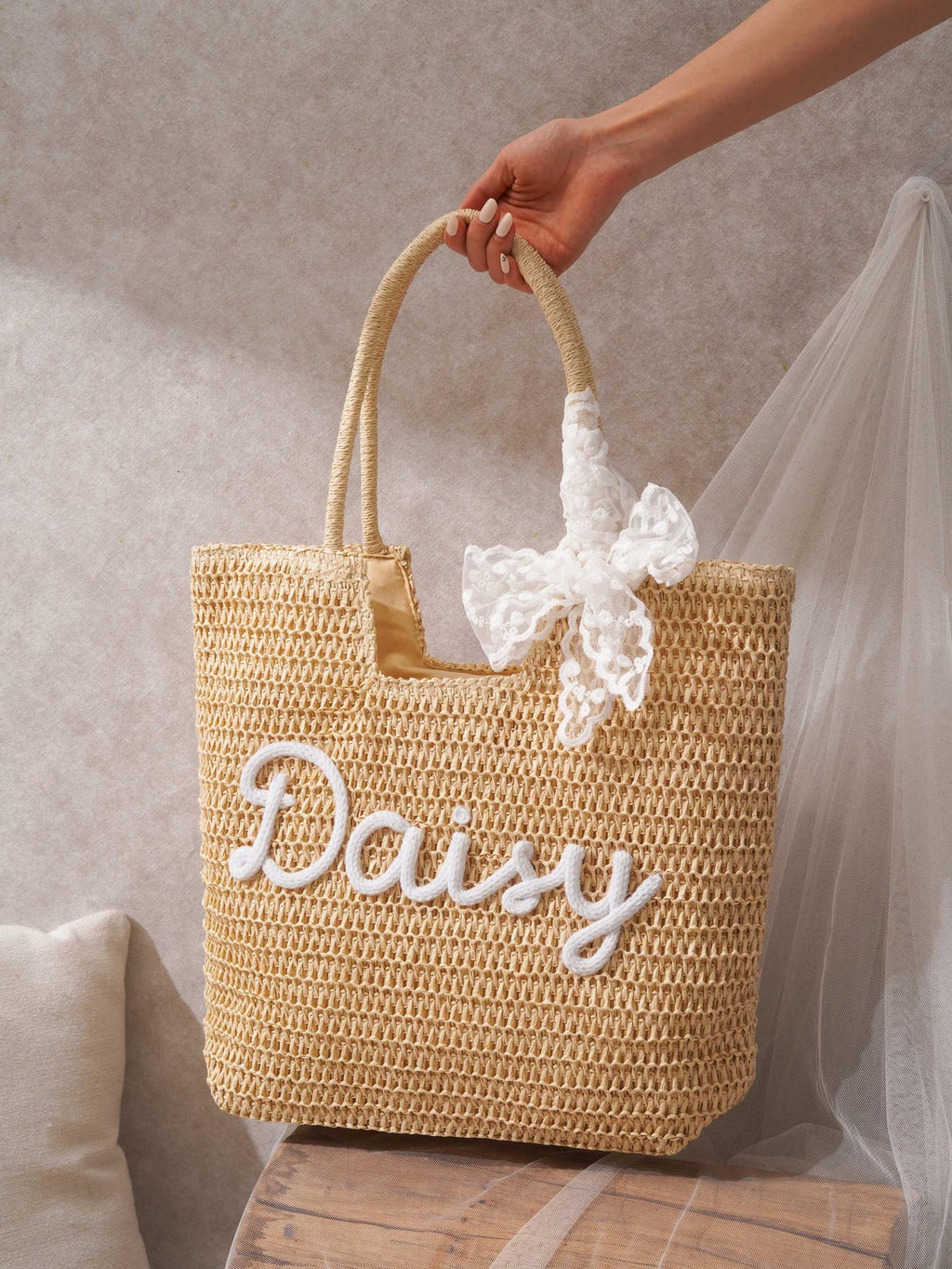 Personalized Straw Beach Tote, Bridesmaid Tote Bags, Girls Trip Pool Bag TH10 170443