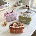 Personalized Custom Name Gingham Makeup Bag, Ruffled Cosmetic Pouch, Bridesmaid Gift TH10 170433