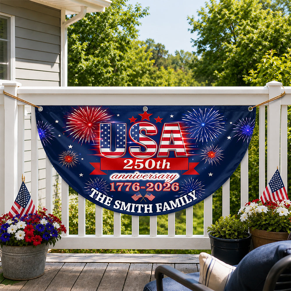 250 Anniversary USA 1776-2026 Personalized Non-Pleated Fan Flag HA75 921682