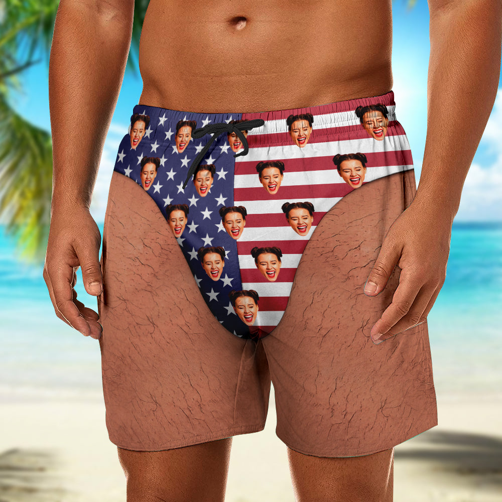 Custom Photo Funny Patriotic America Flag Freedom and Chill Beach Short TH10 170483