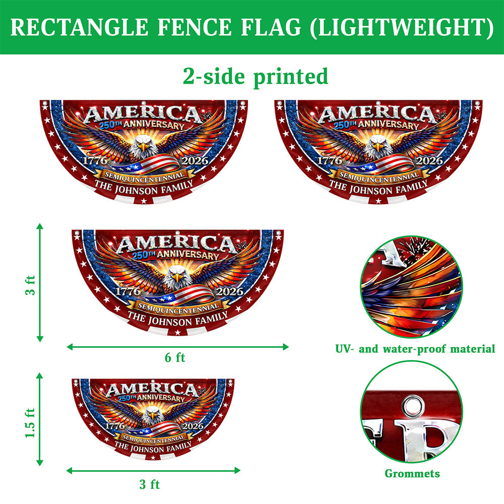 Personalized USA Eagle Patriotic 250th Anniversary Non-Pleated Fan Flag LM32 669345
